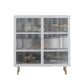 Contemporary Curio Cabinet Glass Doors Metal Storage Cabinet for Living Room