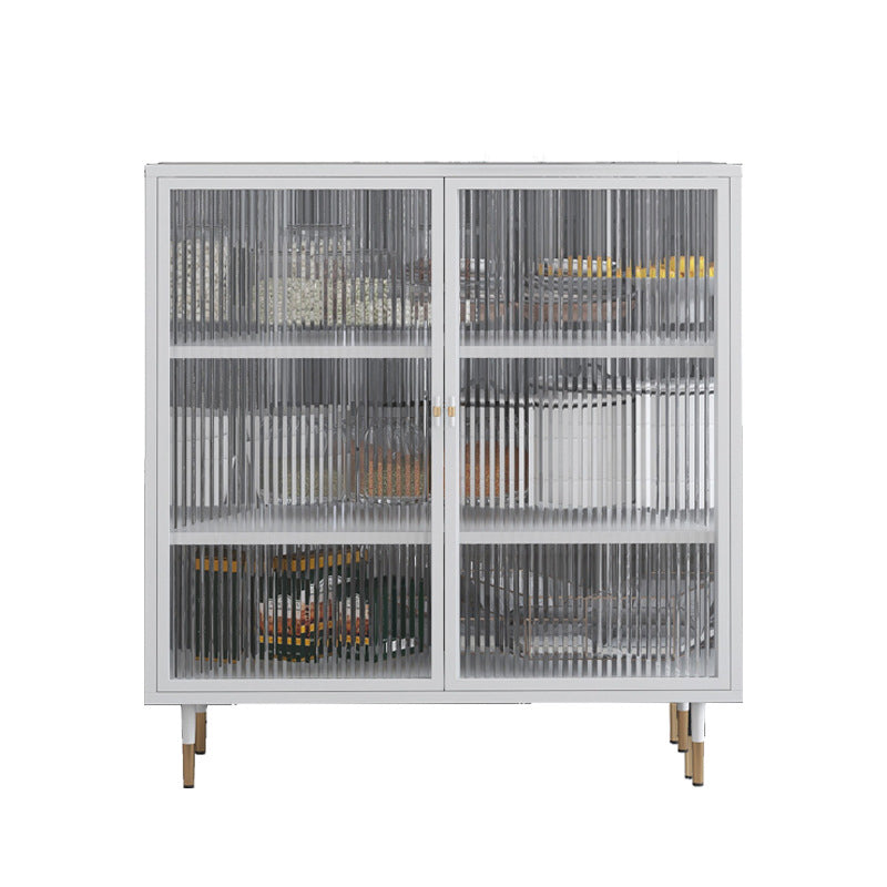Contemporary Curio Cabinet Glass Doors Metal Storage Cabinet for Living Room