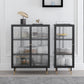 Contemporary Curio Cabinet Glass Doors Metal Storage Cabinet for Living Room