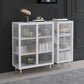 Contemporary Curio Cabinet Glass Doors Metal Storage Cabinet for Living Room