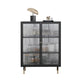 Contemporary Curio Cabinet Glass Doors Metal Storage Cabinet for Living Room
