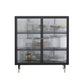 Contemporary Curio Cabinet Glass Doors Metal Storage Cabinet for Living Room