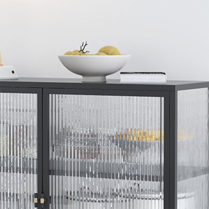 Contemporary Curio Cabinet Glass Doors Metal Storage Cabinet for Living Room