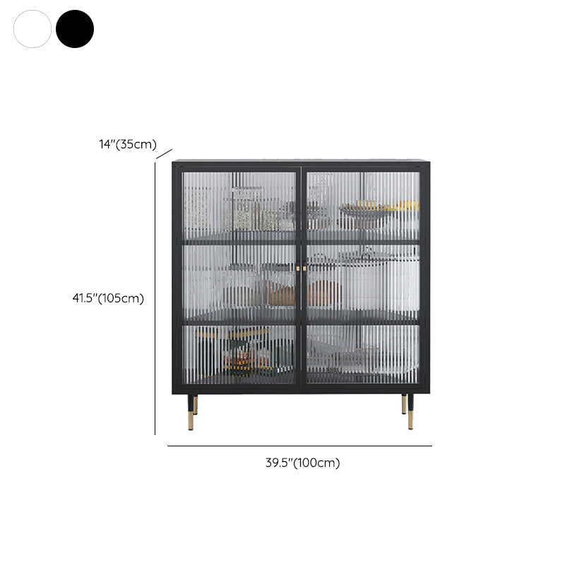 Contemporary Curio Cabinet Glass Doors Metal Storage Cabinet for Living Room