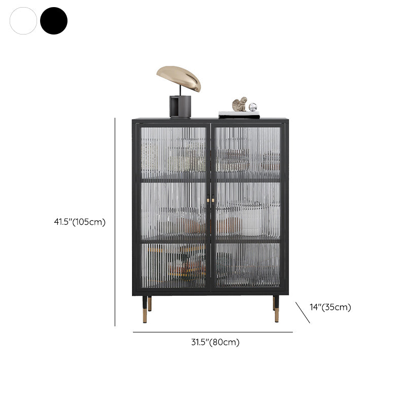 Contemporary Curio Cabinet Glass Doors Metal Storage Cabinet for Living Room