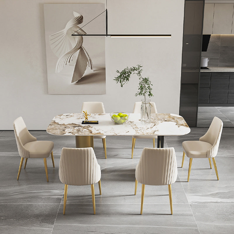 Nordic 1/4/5/6/7 Pièces Ensemble de restauration Table à manger en pierre rectangulaire pour salle à manger de cuisine