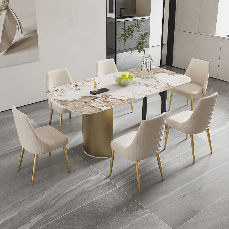 Nordic 1/4/5/6/7 Pièces Ensemble de restauration Table à manger en pierre rectangulaire pour salle à manger de cuisine
