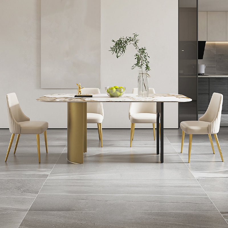 Nordic 1/4/5/6/7 Pièces Ensemble de restauration Table à manger en pierre rectangulaire pour salle à manger de cuisine