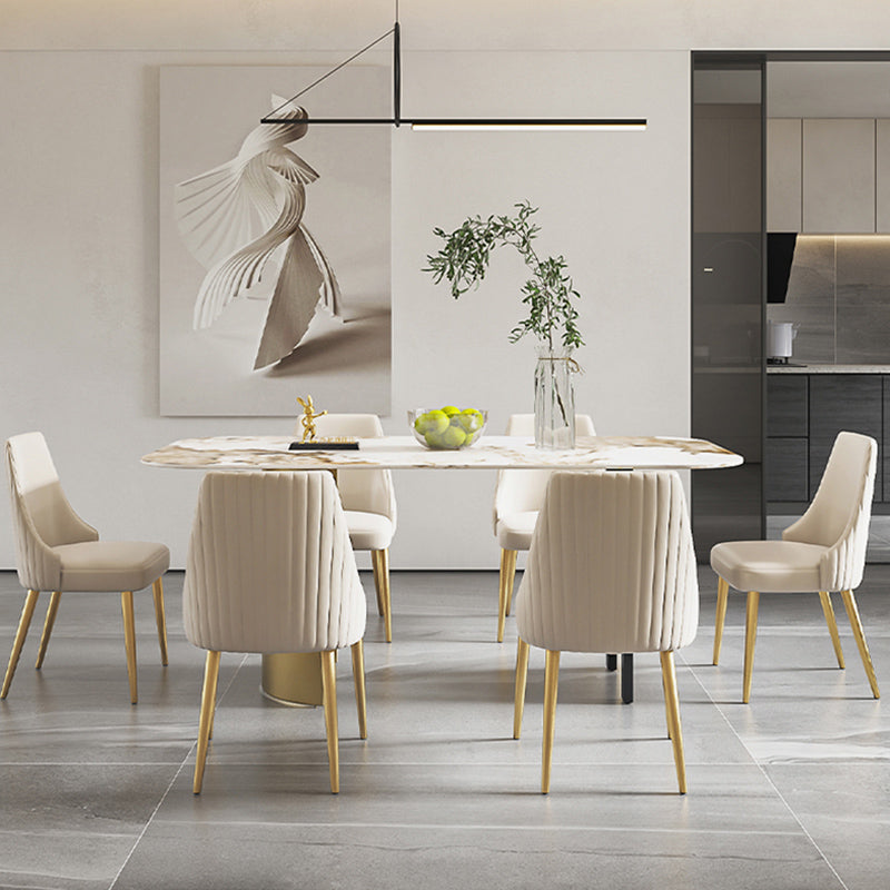 Nordic 1/4/5/6/7 Pièces Ensemble de restauration Table à manger en pierre rectangulaire pour salle à manger de cuisine