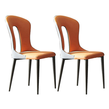 Rectangle Modern Dining Table Set 1/2/5/7 Pcs Dinette Set for Dining Room 2 Orange Chairs Clearhalo 'Dining Room Sets' 'Dining Tables & Seating' 'dining_room_set' 'furn' 'furn_dining_room_set' 'Furniture' 'Kitchen & Dining Furniture' 6868235