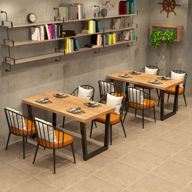 Acabado natural Juego de mesa de comedor de madera sólida 1/4/5 PCS Industrial Dinette Set