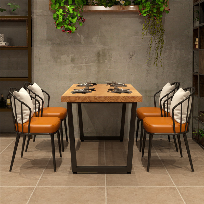Acabado natural Juego de mesa de comedor de madera sólida 1/4/5 PCS Industrial Dinette Set