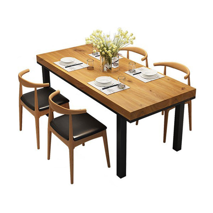 Light Brown Wood Dining Set 1/2/5 Pieces Industrial Dinette Set with Wooden Chairs Clearhalo 'Dining Room Sets' 'Dining Tables & Seating' 'dining_room_set' 'furn' 'furn_dining_room_set' 'Furniture' 'Kitchen & Dining Furniture' 6868276
