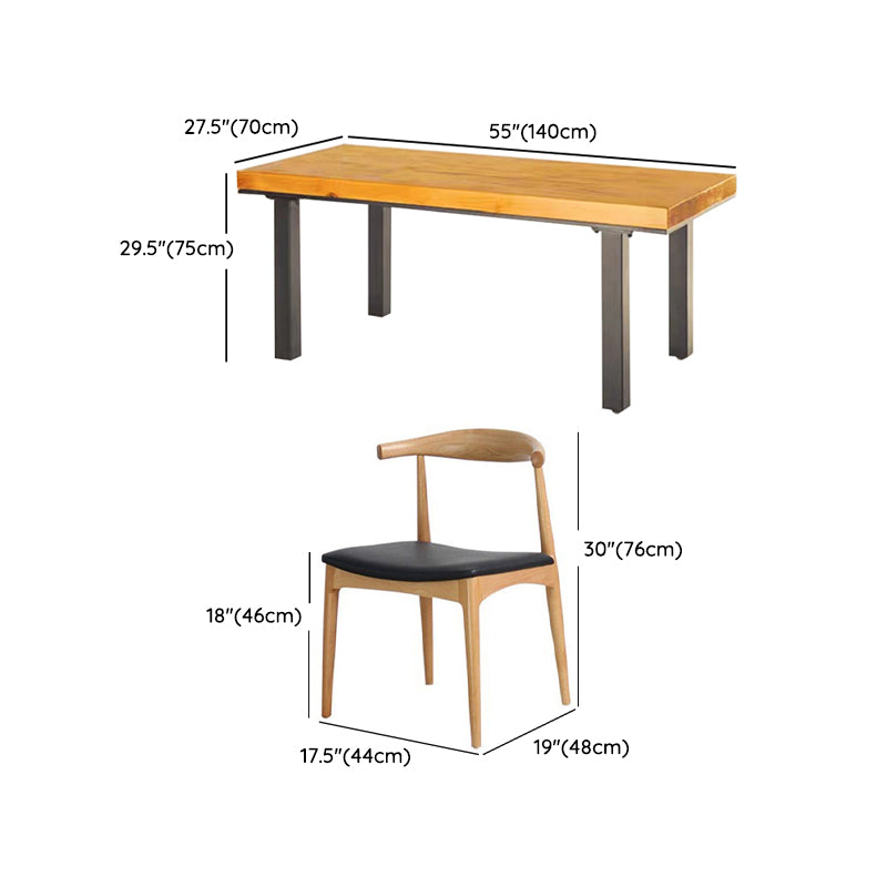 Light Brown Wood Dining Set 1/2/5 Pieces Industrial Dinette Set with Wooden Chairs Clearhalo 'Dining Room Sets' 'Dining Tables & Seating' 'dining_room_set' 'furn' 'furn_dining_room_set' 'Furniture' 'Kitchen & Dining Furniture' 6868279