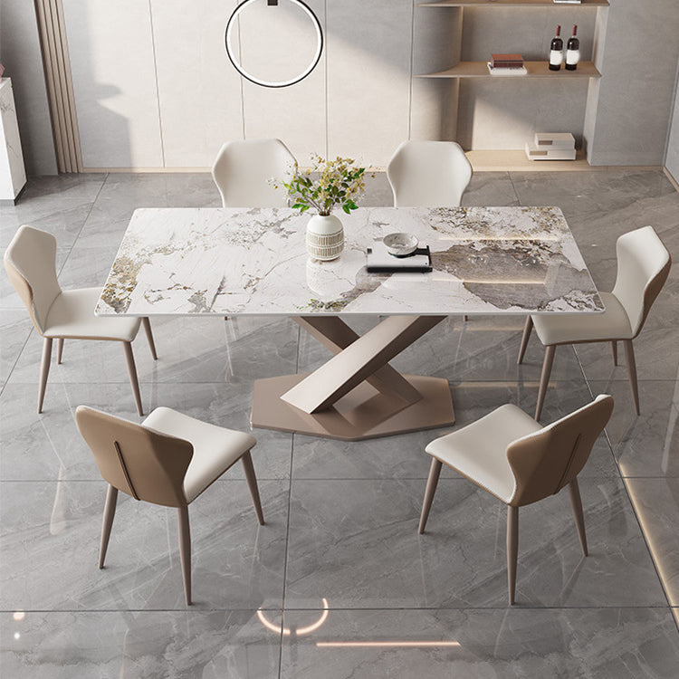 Juego de comedor glamoroso para el comedor 1/2/5/7 PCS Juego de mesa de comedor blanca brillante