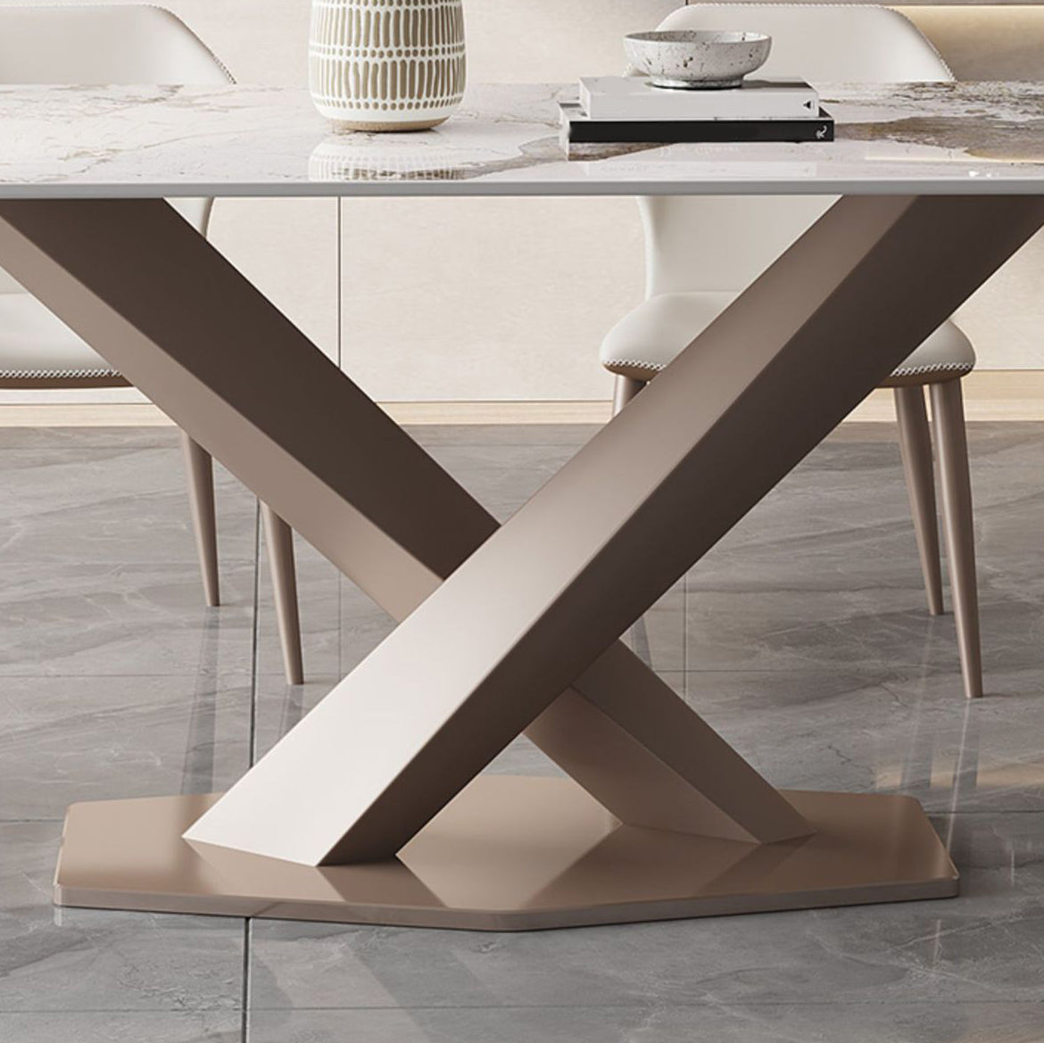 Juego de comedor glamoroso para el comedor 1/2/5/7 PCS Juego de mesa de comedor blanca brillante