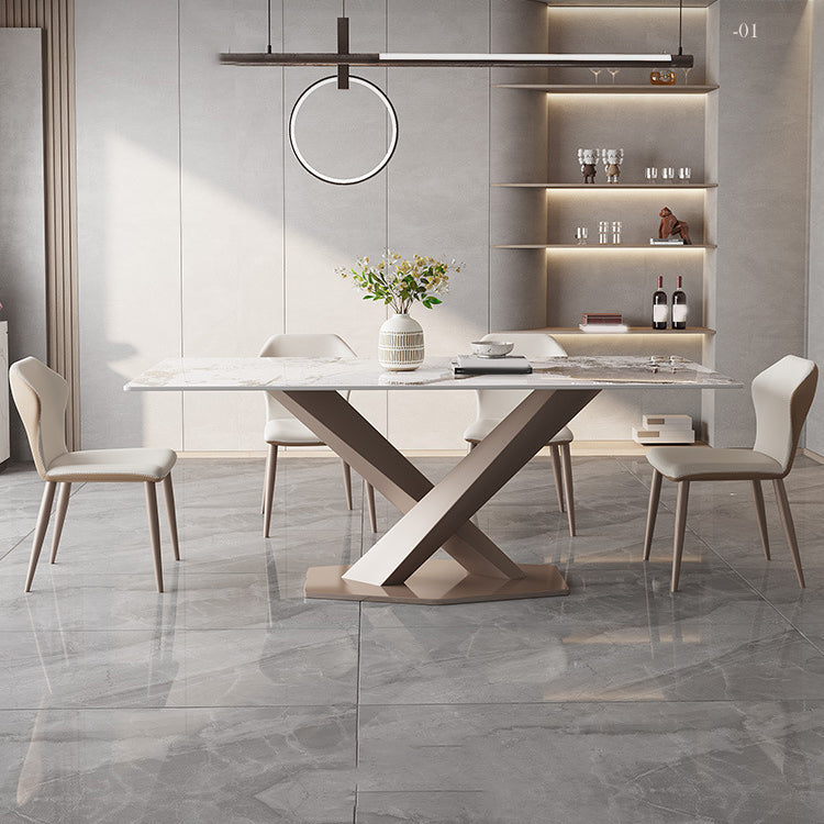 Juego de comedor glamoroso para el comedor 1/2/5/7 PCS Juego de mesa de comedor blanca brillante