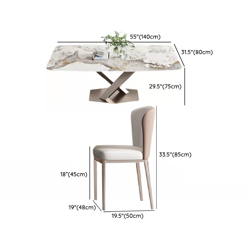 Juego de comedor glamoroso para el comedor 1/2/5/7 PCS Juego de mesa de comedor blanca brillante