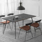 Black Oak Wood Dining Table Set 1/2/5 Pcs Industrial Metal Dinette Set for Home
