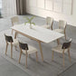Stone Dining Table Set with Ash Wood Frame 1/4/5/7 Pcs Contemporary White Dining Set