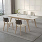 Stone Dining Table Set with Ash Wood Frame 1/4/5/7 Pcs Contemporary White Dining Set