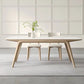 Stone Dining Table Set with Ash Wood Frame 1/4/5/7 Pcs Contemporary White Dining Set