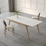Ensemble de table à manger en pierre avec cadre en bois de cendre 1/4/5/7 PCS Set à manger blanc contemporain