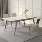 Stone Dining Table Set with Ash Wood Frame 1/4/5/7 Pcs Contemporary White Dining Set
