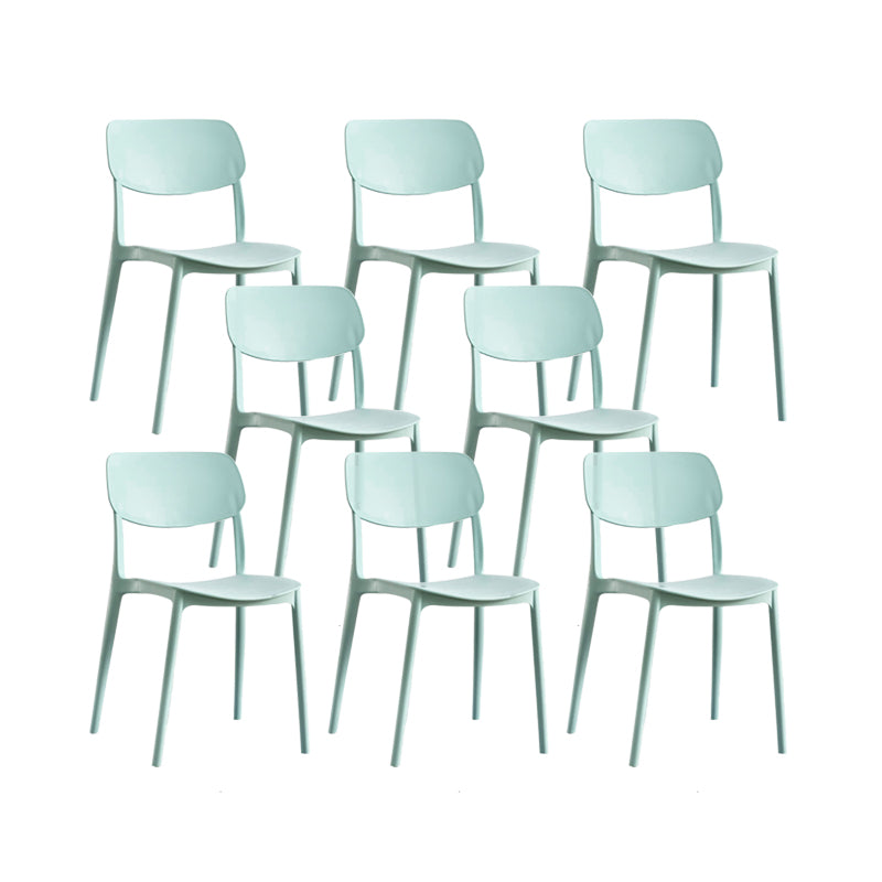 Plastic Modern Style Side Chair Open Back Armless Dining Chairs Light Blue 8 Piece Set Clearhalo 'Dining Chairs' 'Dining Tables & Seating' 'dining_chair' 'furn' 'furn_dining_chair' 'Furniture' 'Kitchen & Dining Furniture' 6868351