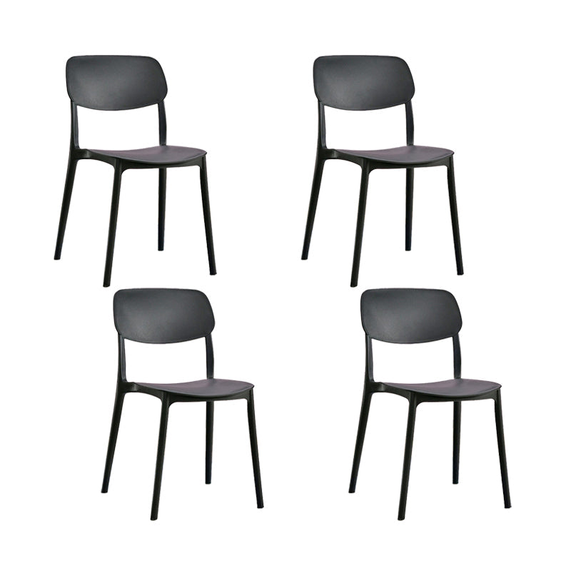 Plastic Modern Style Side Chair Open Back Armless Dining Chairs Black 4 Piece Set Clearhalo 'Dining Chairs' 'Dining Tables & Seating' 'dining_chair' 'furn' 'furn_dining_chair' 'Furniture' 'Kitchen & Dining Furniture' 6868353