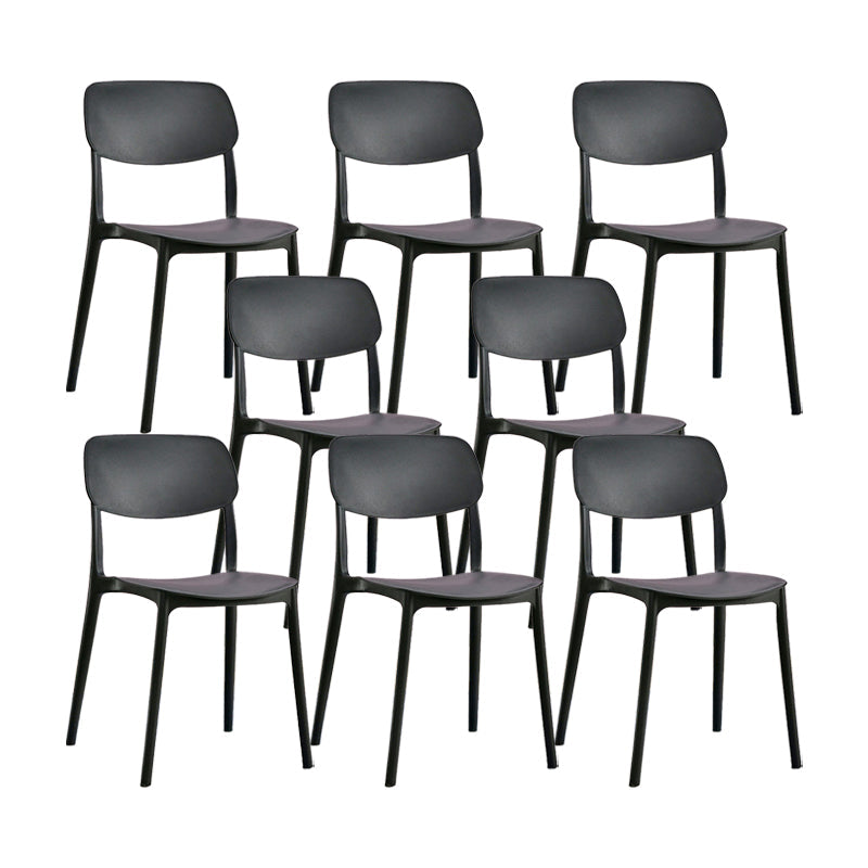 Plastic Modern Style Side Chair Open Back Armless Dining Chairs Black 8 Piece Set Clearhalo 'Dining Chairs' 'Dining Tables & Seating' 'dining_chair' 'furn' 'furn_dining_chair' 'Furniture' 'Kitchen & Dining Furniture' 6868356