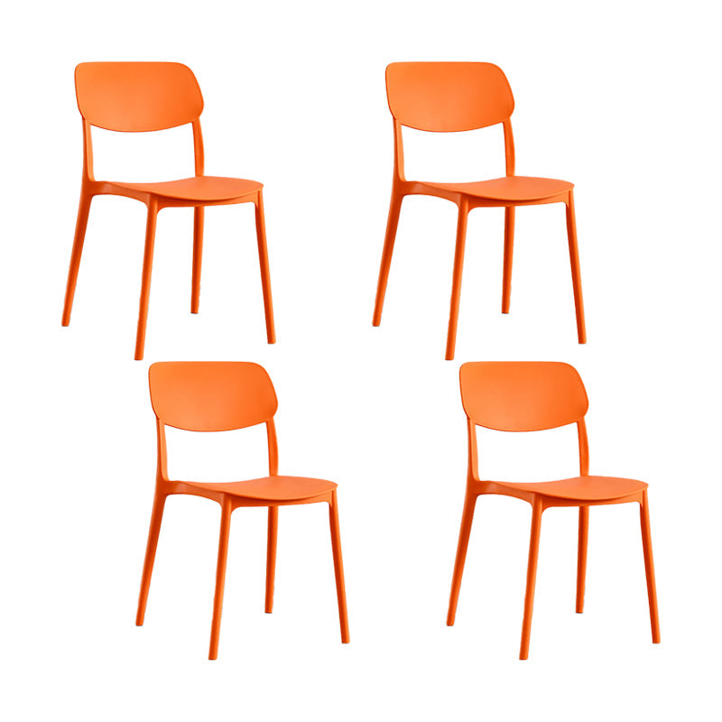 Plastic Modern Style Side Chair Open Back Armless Dining Chairs Orange 4 Piece Set Clearhalo 'Dining Chairs' 'Dining Tables & Seating' 'dining_chair' 'furn' 'furn_dining_chair' 'Furniture' 'Kitchen & Dining Furniture' 6868359