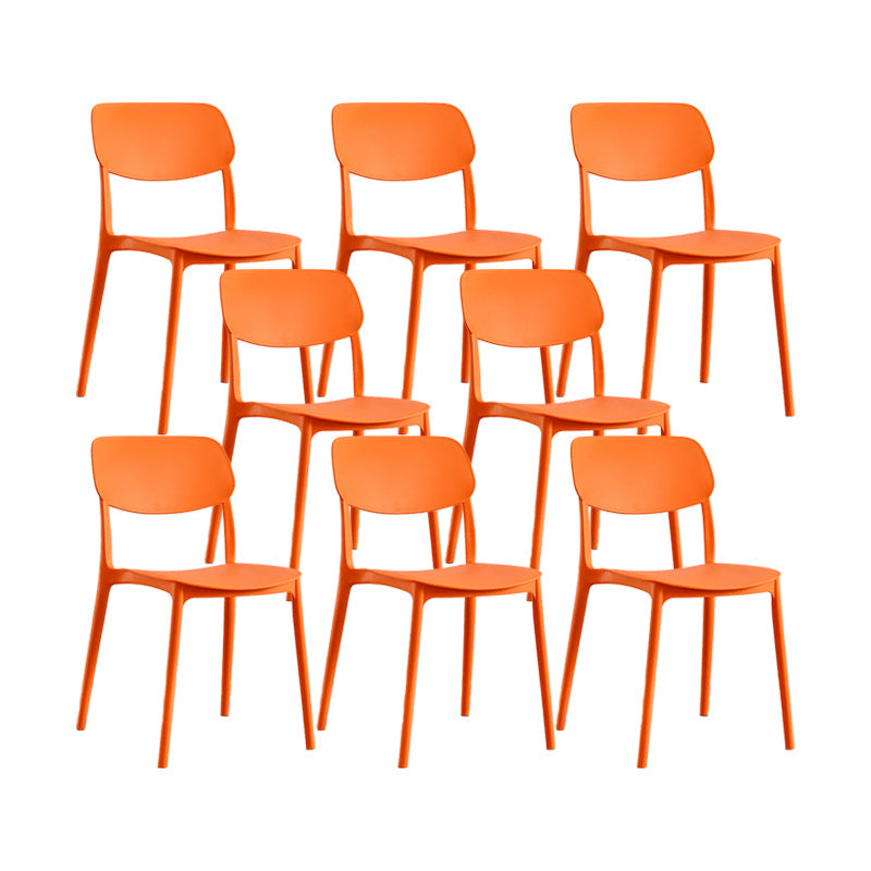 Plastic Modern Style Side Chair Open Back Armless Dining Chairs Orange 8 Piece Set Clearhalo 'Dining Chairs' 'Dining Tables & Seating' 'dining_chair' 'furn' 'furn_dining_chair' 'Furniture' 'Kitchen & Dining Furniture' 6868360
