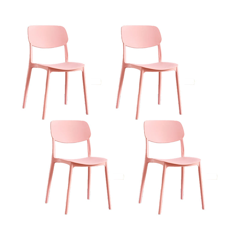 Plastic Modern Style Side Chair Open Back Armless Dining Chairs Pink 4 Piece Set Clearhalo 'Dining Chairs' 'Dining Tables & Seating' 'dining_chair' 'furn' 'furn_dining_chair' 'Furniture' 'Kitchen & Dining Furniture' 6868363