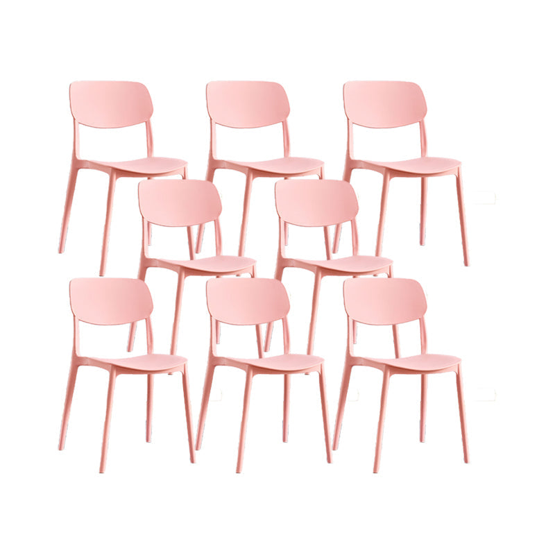 Plastic Modern Style Side Chair Open Back Armless Dining Chairs Pink 8 Piece Set Clearhalo 'Dining Chairs' 'Dining Tables & Seating' 'dining_chair' 'furn' 'furn_dining_chair' 'Furniture' 'Kitchen & Dining Furniture' 6868364