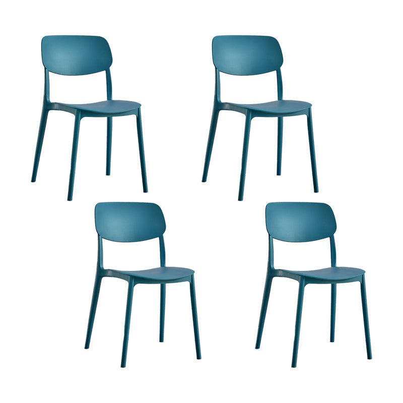 Plastic Modern Style Side Chair Open Back Armless Dining Chairs Blue 4 Piece Set Clearhalo 'Dining Chairs' 'Dining Tables & Seating' 'dining_chair' 'furn' 'furn_dining_chair' 'Furniture' 'Kitchen & Dining Furniture' 6868365