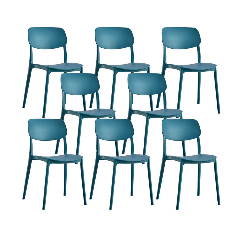 Plastic Modern Style Side Chair Open Back Armless Dining Chairs Blue 8 Piece Set Clearhalo 'Dining Chairs' 'Dining Tables & Seating' 'dining_chair' 'furn' 'furn_dining_chair' 'Furniture' 'Kitchen & Dining Furniture' 6868366