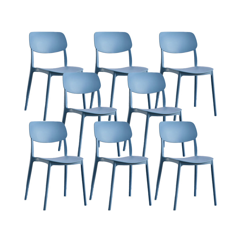 Plastic Modern Style Side Chair Open Back Armless Dining Chairs Peacock Blue 8 Piece Set Clearhalo 'Dining Chairs' 'Dining Tables & Seating' 'dining_chair' 'furn' 'furn_dining_chair' 'Furniture' 'Kitchen & Dining Furniture' 6868368