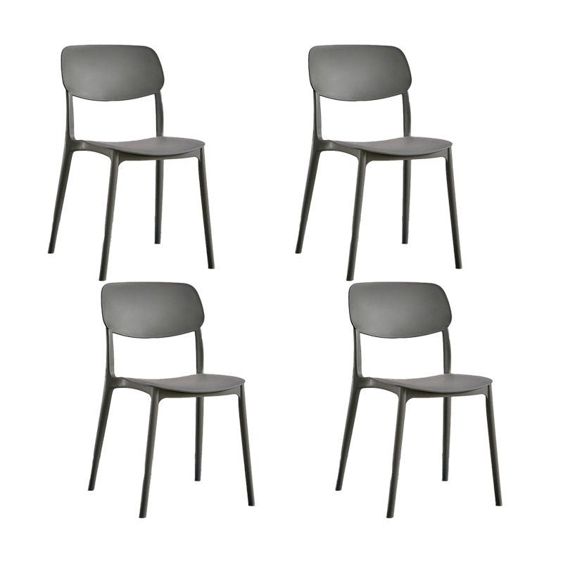 Plastic Modern Style Side Chair Open Back Armless Dining Chairs Grey 4 Piece Set Clearhalo 'Dining Chairs' 'Dining Tables & Seating' 'dining_chair' 'furn' 'furn_dining_chair' 'Furniture' 'Kitchen & Dining Furniture' 6868369