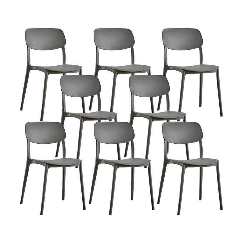 Plastic Modern Style Side Chair Open Back Armless Dining Chairs Grey 8 Piece Set Clearhalo 'Dining Chairs' 'Dining Tables & Seating' 'dining_chair' 'furn' 'furn_dining_chair' 'Furniture' 'Kitchen & Dining Furniture' 6868370