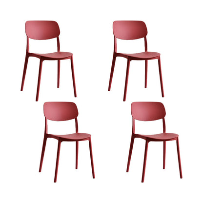 Plastic Modern Style Side Chair Open Back Armless Dining Chairs Red 4 Piece Set Clearhalo 'Dining Chairs' 'Dining Tables & Seating' 'dining_chair' 'furn' 'furn_dining_chair' 'Furniture' 'Kitchen & Dining Furniture' 6868371