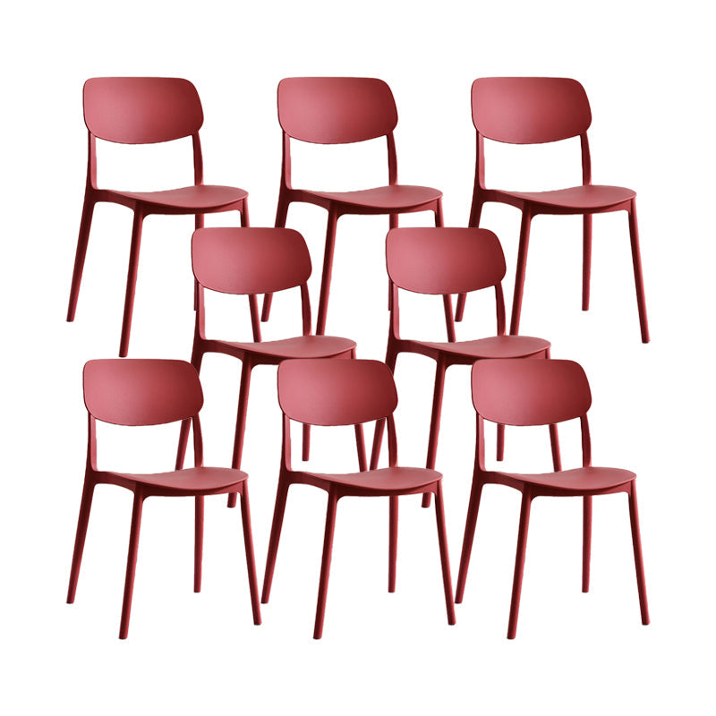Plastic Modern Style Side Chair Open Back Armless Dining Chairs Red 8 Piece Set Clearhalo 'Dining Chairs' 'Dining Tables & Seating' 'dining_chair' 'furn' 'furn_dining_chair' 'Furniture' 'Kitchen & Dining Furniture' 6868372
