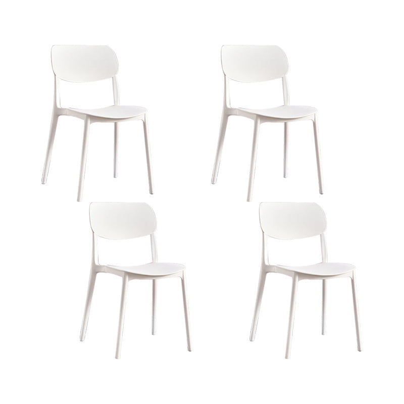 Plastic Modern Style Side Chair Open Back Armless Dining Chairs White 4 Piece Set Clearhalo 'Dining Chairs' 'Dining Tables & Seating' 'dining_chair' 'furn' 'furn_dining_chair' 'Furniture' 'Kitchen & Dining Furniture' 6868373