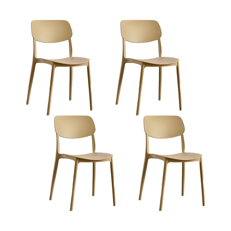 Plastic Modern Style Side Chair Open Back Armless Dining Chairs Camel 4 Piece Set Clearhalo 'Dining Chairs' 'Dining Tables & Seating' 'dining_chair' 'furn' 'furn_dining_chair' 'Furniture' 'Kitchen & Dining Furniture' 6868375