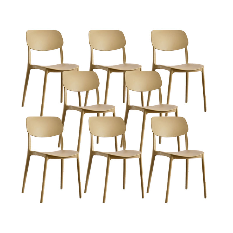 Plastic Modern Style Side Chair Open Back Armless Dining Chairs Camel 8 Piece Set Clearhalo 'Dining Chairs' 'Dining Tables & Seating' 'dining_chair' 'furn' 'furn_dining_chair' 'Furniture' 'Kitchen & Dining Furniture' 6868376