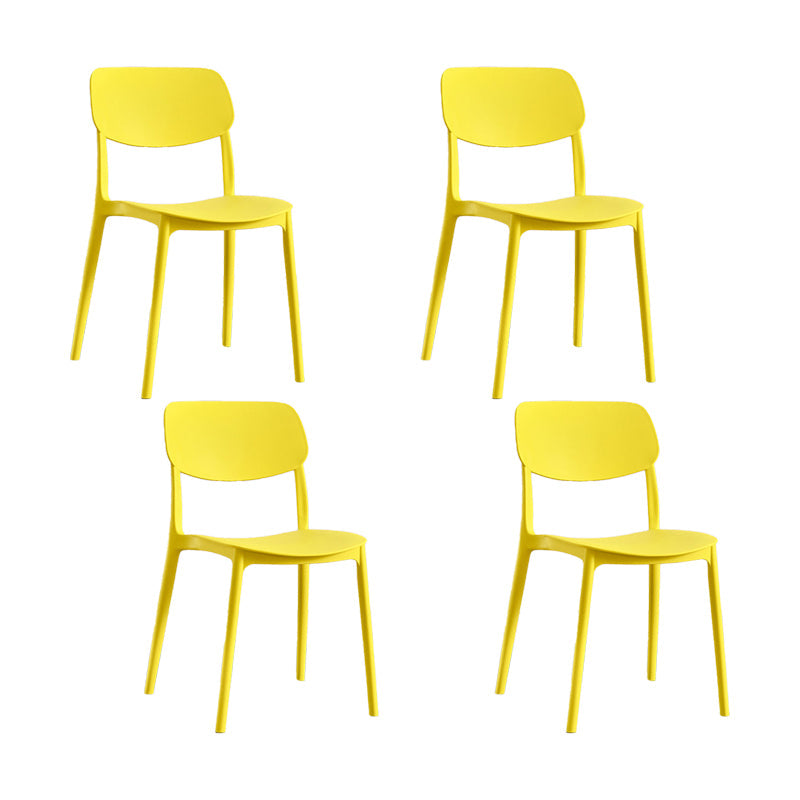 Plastic Modern Style Side Chair Open Back Armless Dining Chairs Yellow 4 Piece Set Clearhalo 'Dining Chairs' 'Dining Tables & Seating' 'dining_chair' 'furn' 'furn_dining_chair' 'Furniture' 'Kitchen & Dining Furniture' 6868377