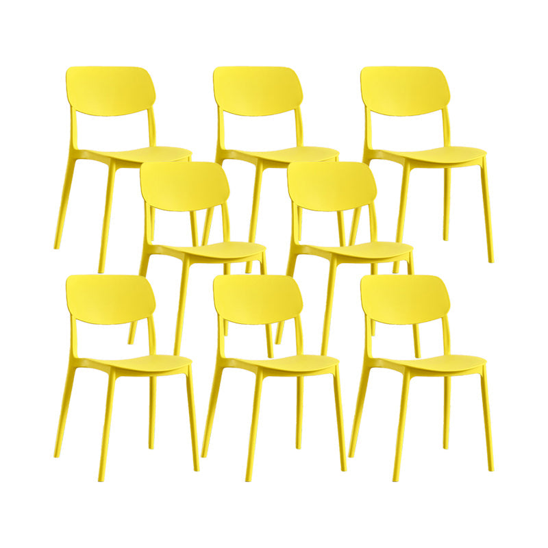 Plastic Modern Style Side Chair Open Back Armless Dining Chairs Yellow 8 Piece Set Clearhalo 'Dining Chairs' 'Dining Tables & Seating' 'dining_chair' 'furn' 'furn_dining_chair' 'Furniture' 'Kitchen & Dining Furniture' 6868378