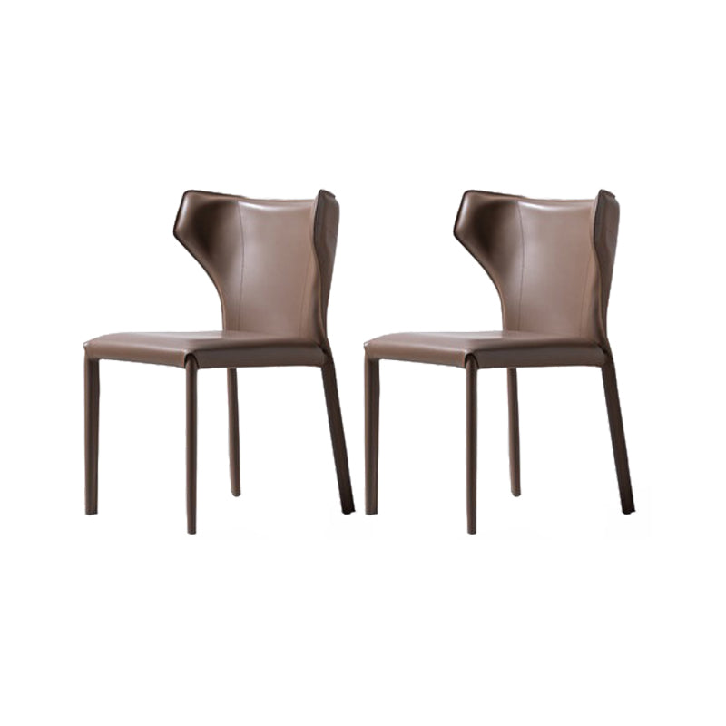 Faux Leather Dining Chairs Modern Style Wingback Armless Chair