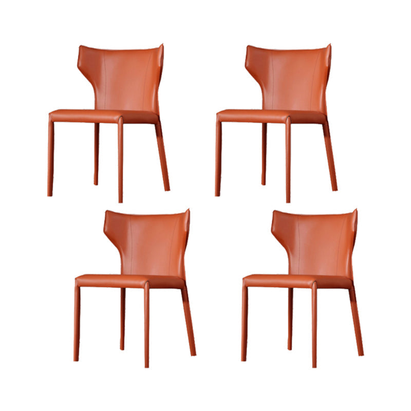 Faux Leather Dining Chairs Modern Style Wingback Armless Chair