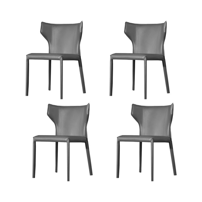 Faux Leather Dining Chairs Modern Style Wingback Armless Chair